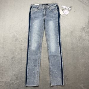 Joe's Jeans Splatter Crop Beach Splash Girls 14 Blue Denim Pants Mid Rise Skinny